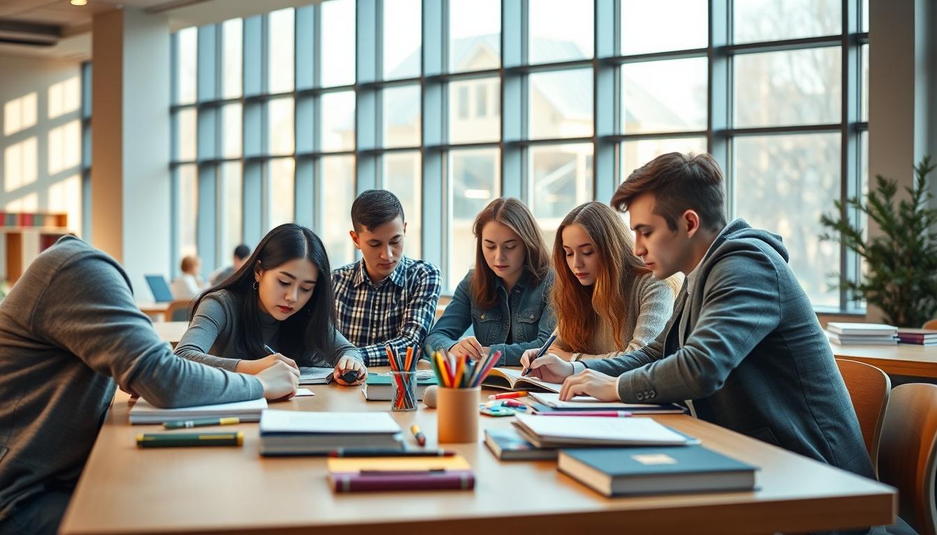Student preparing for exams with study materials
